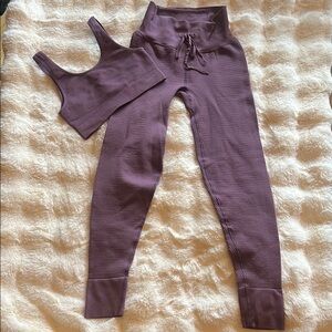 Pink Activewear Purple Ribbed Two-Piece Set Top XS Joggers S